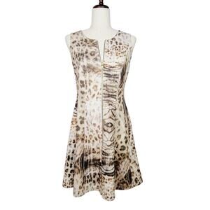 Carmen Steffens Ponte Knit Animal Print Fit & Flare Sleeveless Dress - Size 6